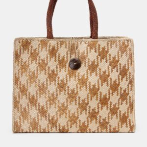 Τσάντα ώμου ψάθινη δίχρωμη